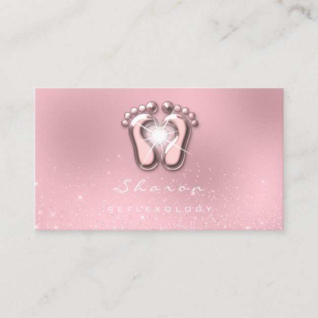 Massage Therapy Reflexology Therapy Pink Rose Business Card (Front)