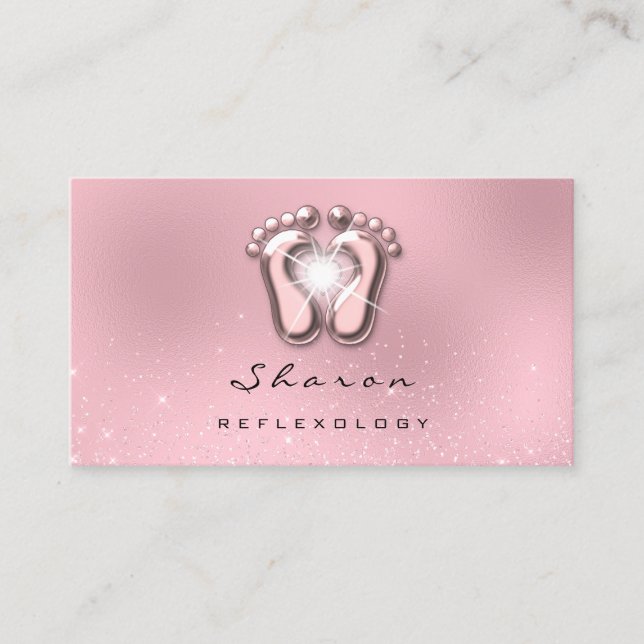 Massage Therapy Reflexology Therapy Pink Spark Business Card (Front)