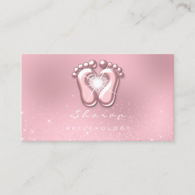 Massage Therapy Reflexology Therapy Pink Sparky Business Card (Front)