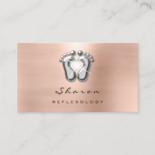 Massage Therapy Reflexology Therapy Rose Silver Business Card