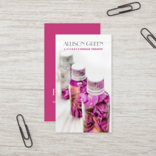 Massage Therapy Rose Essential Oil Aromatherapy Business Card