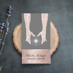 Massage Therapy Rose Gold Healing Hands Reiki Spa Business Card
