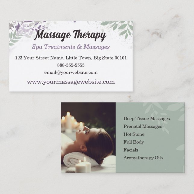 Massage Therapy Services Business Card (Front/Back)