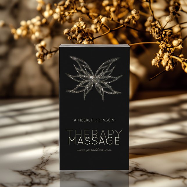 Massage Therapy Shimmering Flower Blossom Card (Perfect for business)
