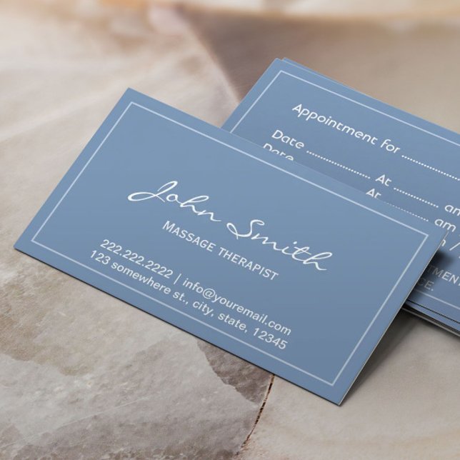 Massage Therapy Simple Blue Appointment Card (Creator Uploaded)