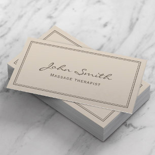 Massage Therapy Simple Framed Plain Beige Business Card