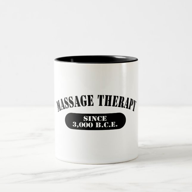 Massage Therapy Since 3,000 B.C.E. Two-Tone Coffee Mug (Center)