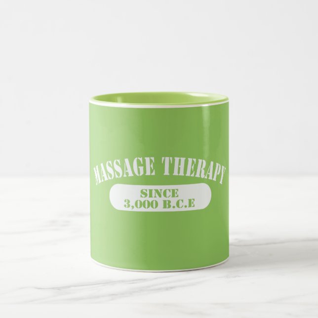 Massage Therapy Since 3,000 B.C.E. Two-Tone Coffee Mug (Center)