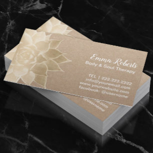 Massage Therapy Spa Gold Floral Rustic Kraft Business Card