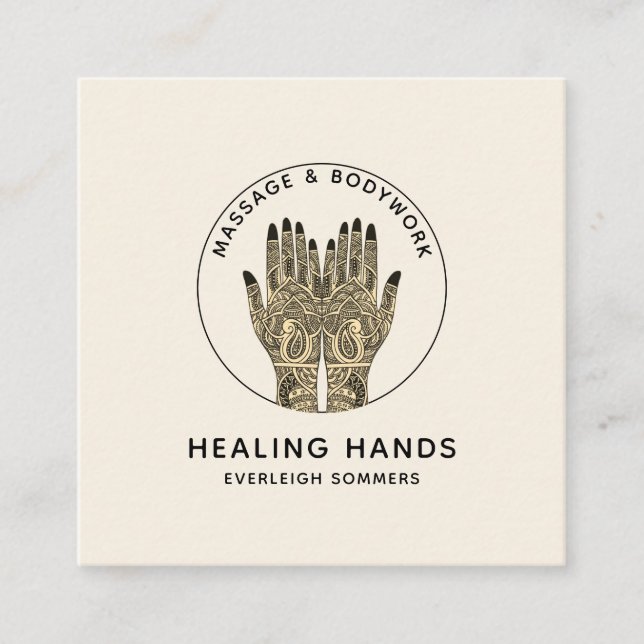 Massage Therapy With Appointment Reminder Square Business Card (Front)