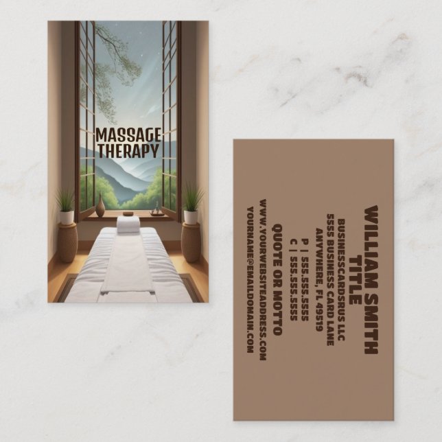 Massage Therapy Zen Massage Room  Business Card (Front/Back)