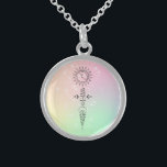 *~* Massage Woman - Moon Sun Nirvana Yoga Reiki Sterling Silver Necklace<br><div class="desc">Round Sterling Silver Metaphysical Spiritual New Age necklace. * Energy enhanced very calming soft pastel COSMIC Ethereal Sacred Geometry Symbol depicting the path to Enlightenment and Nirvana. You will notice that this design can communicates with you at a very deep level. The background has a pretty sparkling glitter texture with...</div>