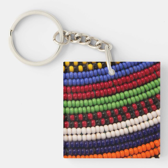 Massai Tribal Bead Pattern Key Ring (Front)