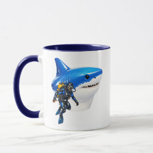 Massive Shark Illustration Glossy Ocean Giant Mug