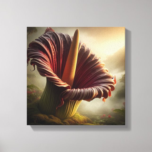 Massive Titan Arum Flower in Bloom with Jungle Canvas Print (Front)