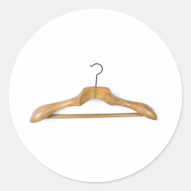 massive wooden coat hanger classic round sticker (Front)