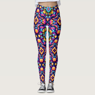 MASSIVELY BRIGHT DESIGN ~ Purple Orange ~ Leggings