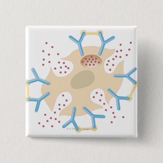 Mast Cell Releasing Histamine 15 Cm Square Badge (Front)