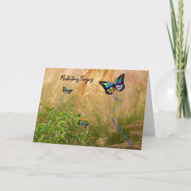 Mastectomy Surgery with Colourful Butterflies Card (Front)