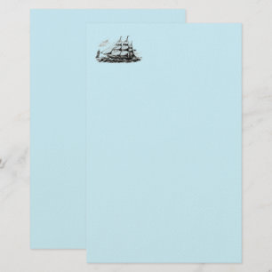 Masted Ship Blue Stationery