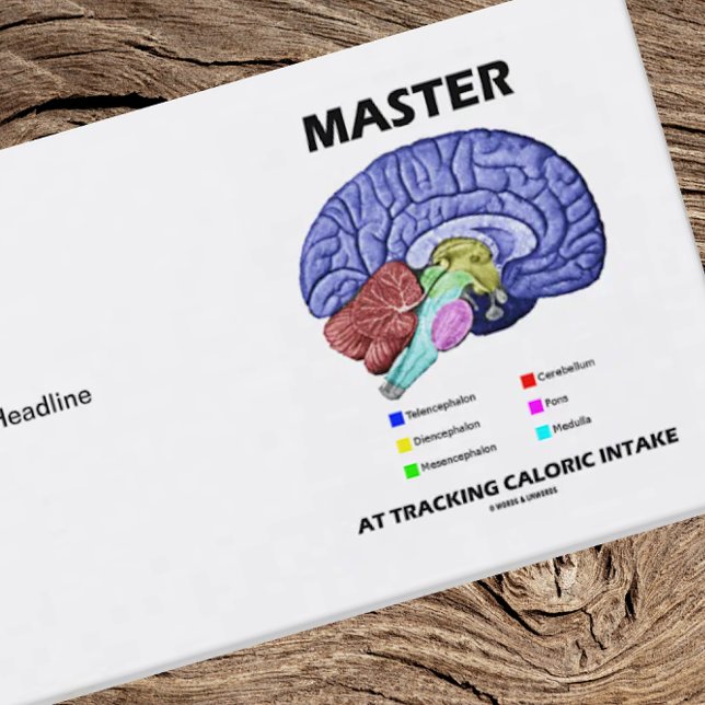 Master At Tracking Caloric Intake (Brain Attitude) Business Card (Business card for anyone who knows that the brain is a "Master At Tracking Caloric Intake")