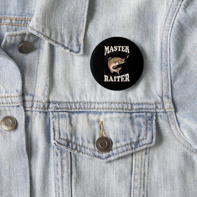 Master Baiter Fishing 6 Cm Round Badge (In Situ)