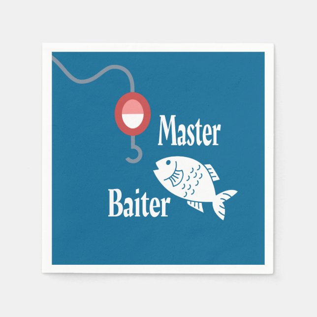 Master Baiter Fishing Funny Novelty Fish Joke Napkin (Front)