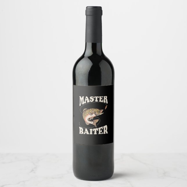 Master Baiter Fishing Wine Label (Front)