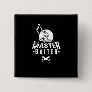 Master Baiter Funny Fishing Fisherman Ocean Sea 15 Cm Square Badge