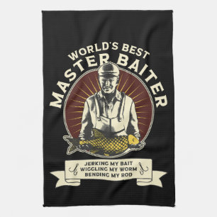 master baiter funny fishing tea towel