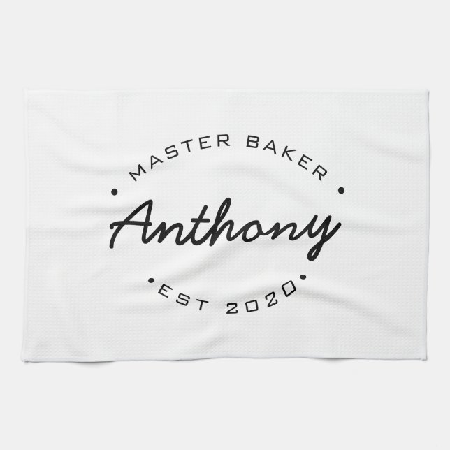 Master Baker Established year Custom Name Tea Towel (Horizontal)