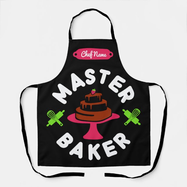 Master Baker Minimal Chocolate Cake Apron (Front)