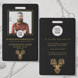 Master Barber Shop Gold Stag Barbershop Staff ID Badge