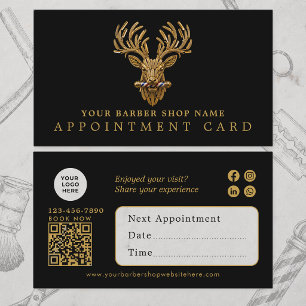 Master Barber Shop Pole Gold Stag Appointment Card