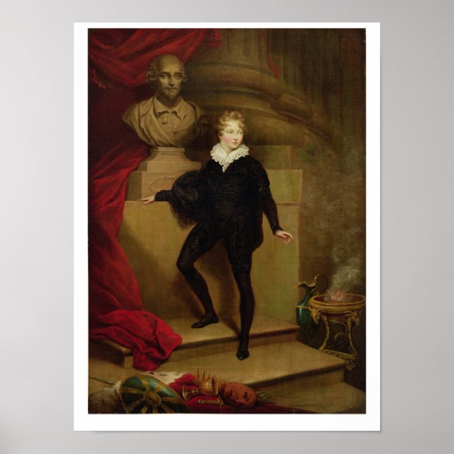 Master Betty as Hamlet before a bust of Shakespear Poster (Front)