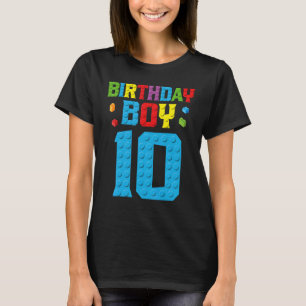 Master Builder 10th Birthday Boy Ten 10 Year Build T-Shirt