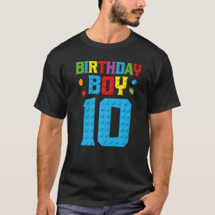 Master Builder 10th Birthday Boy Ten 10 Year Build T-Shirt