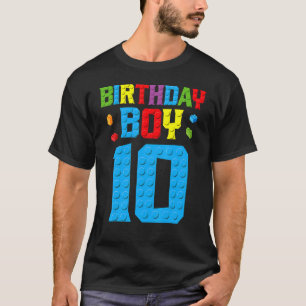Master Builder 10th Birthday Boy Ten 10 Year Build T-Shirt