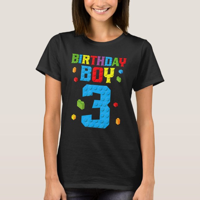 Master Builder 3rd Birthday Boy 3 Three Year Build T-Shirt (Front)