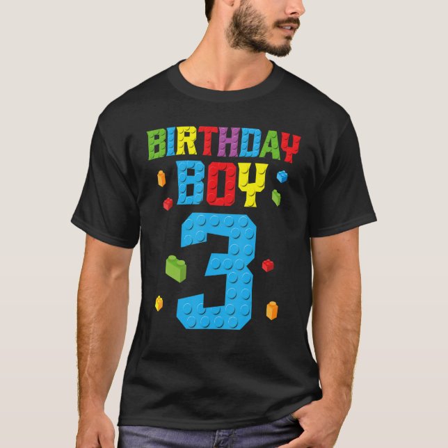 Master Builder 3rd Birthday Boy 3 Three Year Build T-Shirt (Front)