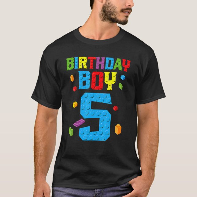 Master Builder 5th Birthday Boy 5 Five Year Buildi T-Shirt (Front)