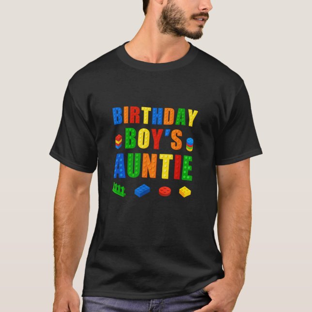 Master Builder Auntie Birthday Boy Building Bricks T-Shirt (Front)