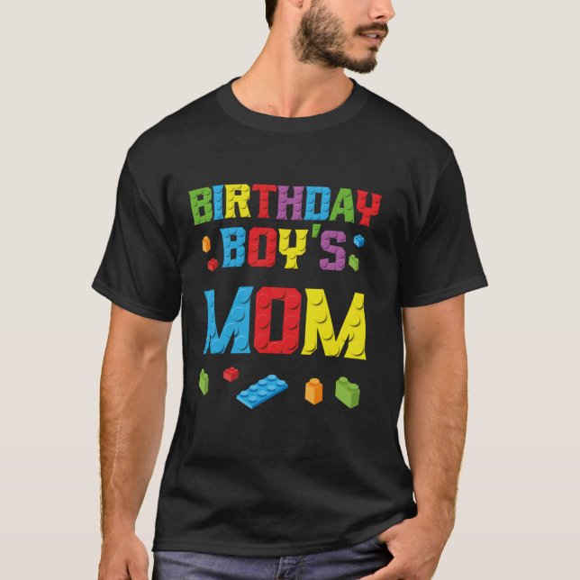 Master Builder Birthday Boy s Mum Building Bricks  T-Shirt (Front)