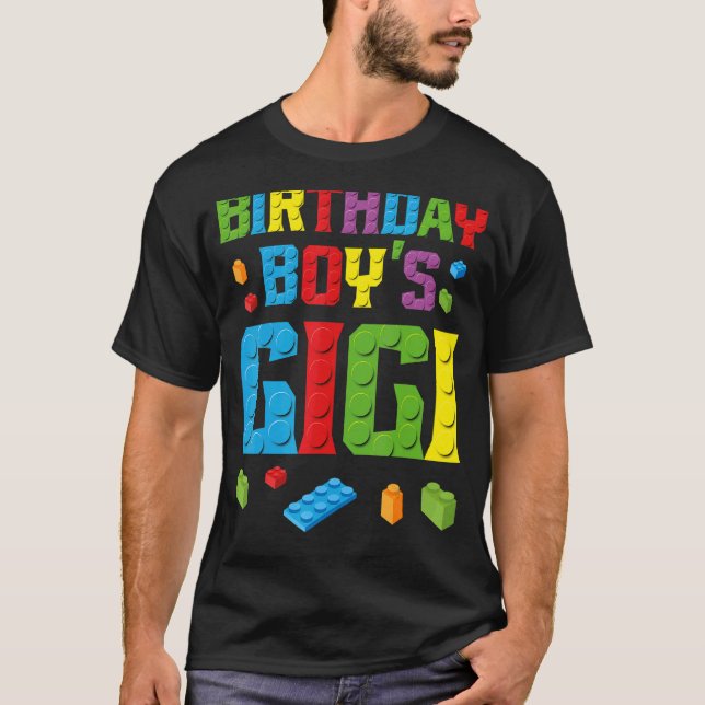 Master Builder Birthday Boy's Gigi Building Bricks T-Shirt (Front)