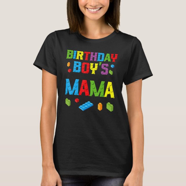 Master Builder Birthday Boy's Mama Building Bricks T-Shirt (Front)