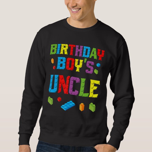 Master Builder Birthday Boy's Uncle Building Brick Sweatshirt (Front)