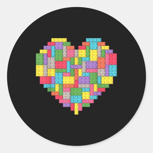 Master Builder Block Brick Building Heart Classic Round Sticker (Front)