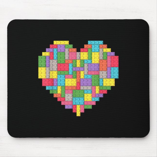 Master Builder Block Brick Building Heart Mouse Mat (Front)