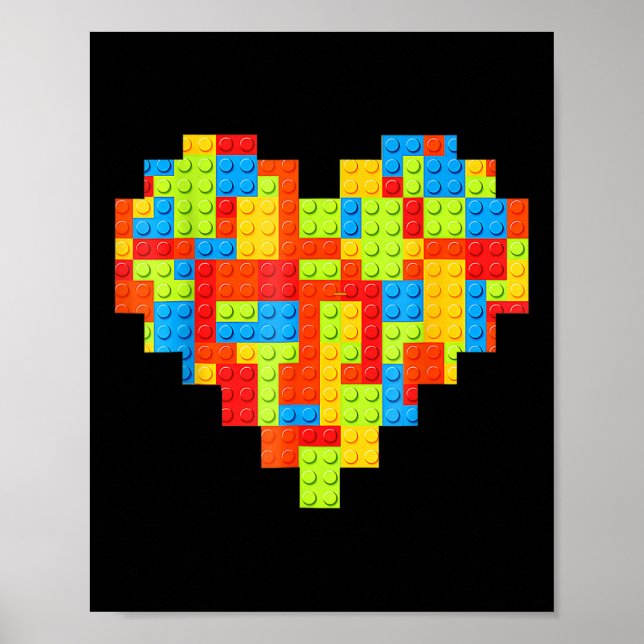 Master Builder Block Brick Building Heart Poster (Front)