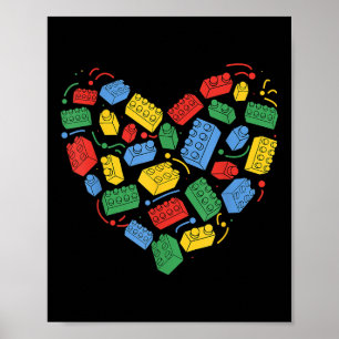 Master Builder Block Brick Building Heart Poster